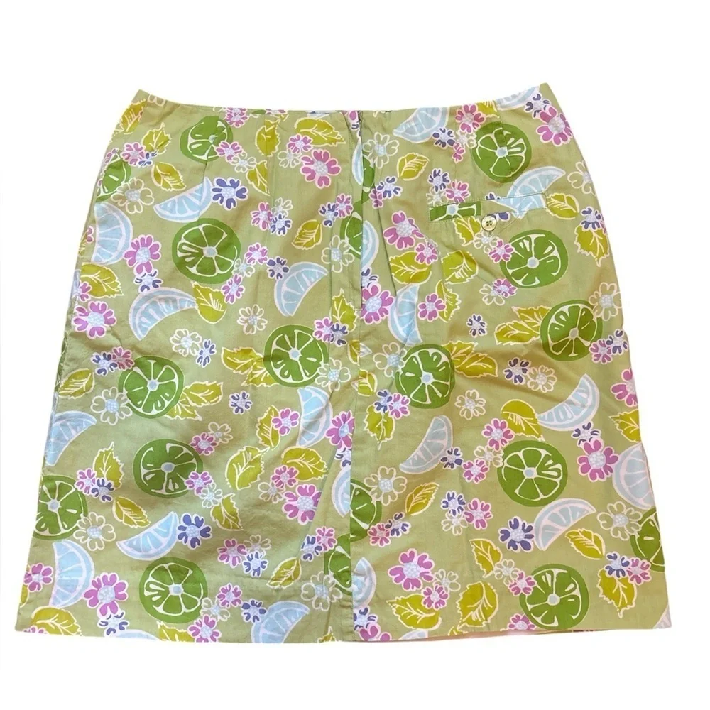 Lilly Pulitzer Guava Lime Twist Cotton Blend Skirt 10 - Retired Print